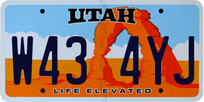 UT license plate W434YJ