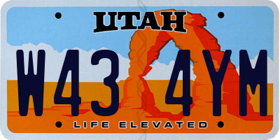 UT license plate W434YM