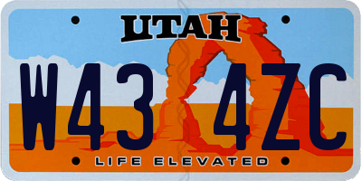 UT license plate W434ZC