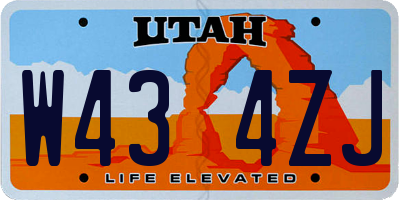 UT license plate W434ZJ