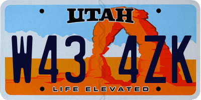 UT license plate W434ZK