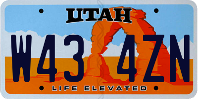 UT license plate W434ZN