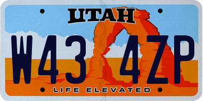 UT license plate W434ZP