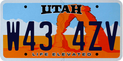 UT license plate W434ZV