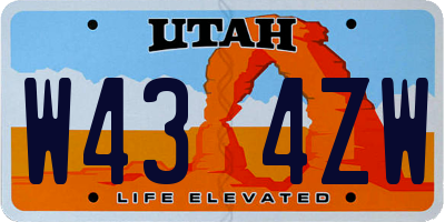 UT license plate W434ZW
