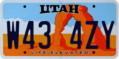 UT license plate W434ZY