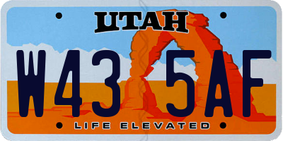 UT license plate W435AF