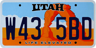 UT license plate W435BD