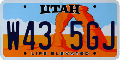 UT license plate W435GJ