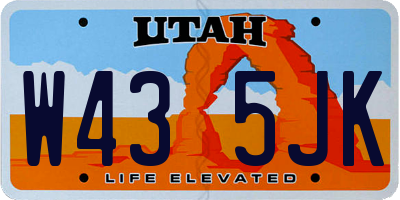 UT license plate W435JK