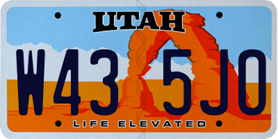 UT license plate W435JO