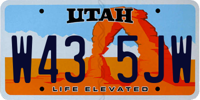 UT license plate W435JW