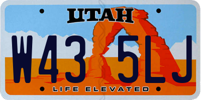 UT license plate W435LJ