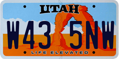 UT license plate W435NW