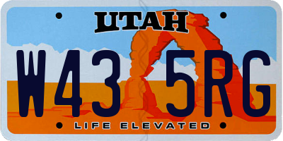 UT license plate W435RG