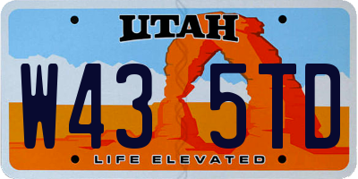 UT license plate W435TD