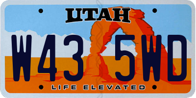 UT license plate W435WD