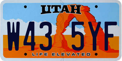 UT license plate W435YF