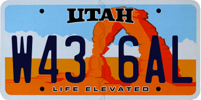 UT license plate W436AL