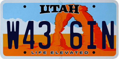 UT license plate W436IN