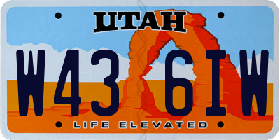 UT license plate W436IW