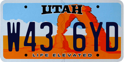 UT license plate W436YD