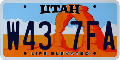 UT license plate W437FA