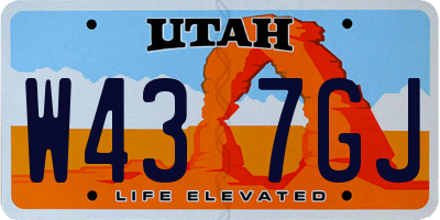 UT license plate W437GJ