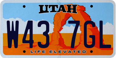 UT license plate W437GL