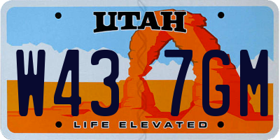 UT license plate W437GM