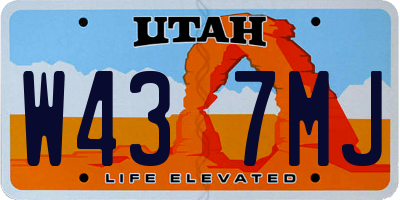 UT license plate W437MJ