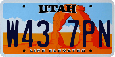 UT license plate W437PN