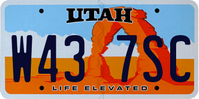UT license plate W437SC