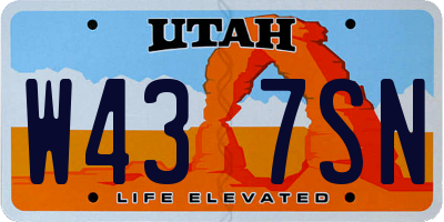 UT license plate W437SN