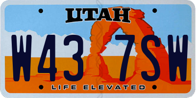 UT license plate W437SW