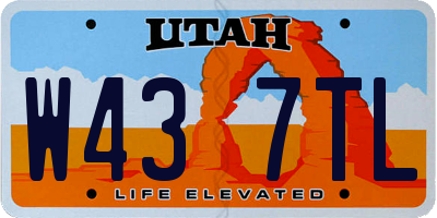 UT license plate W437TL