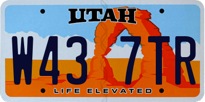 UT license plate W437TR