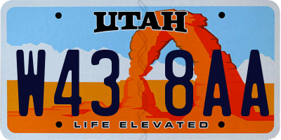 UT license plate W438AA