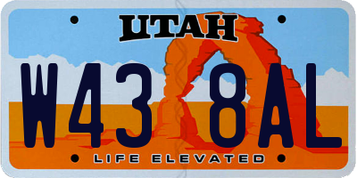 UT license plate W438AL