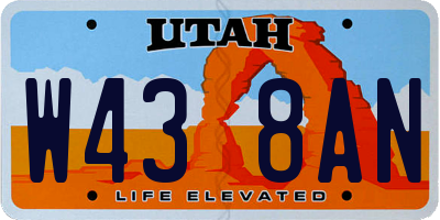 UT license plate W438AN