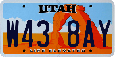 UT license plate W438AY
