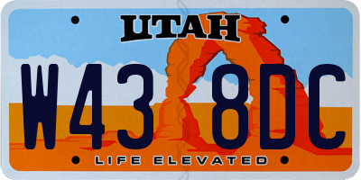 UT license plate W438DC