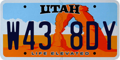 UT license plate W438DY