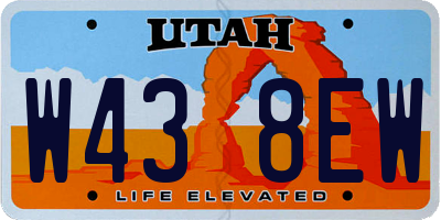 UT license plate W438EW