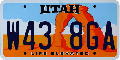 UT license plate W438GA