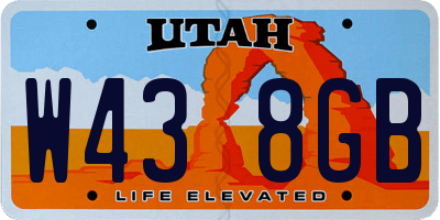 UT license plate W438GB