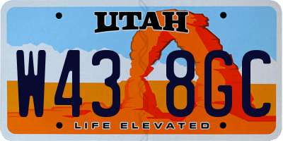 UT license plate W438GC
