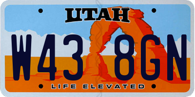 UT license plate W438GN
