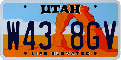 UT license plate W438GV