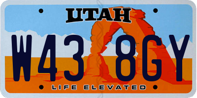 UT license plate W438GY